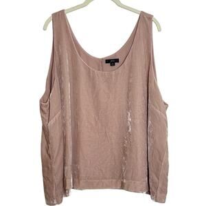 J Crew Womens Crushed Velvet Tank Top Size 24 Blush Pink Sleeveless Flowy